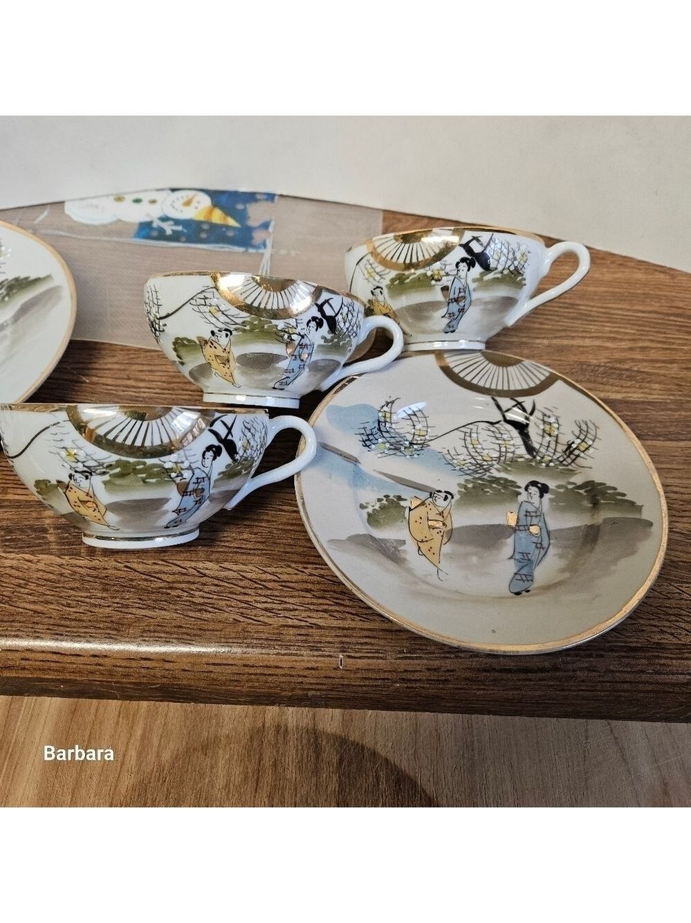 Vintage Antique 50s Kutani Handpainted Porcelain Serveware